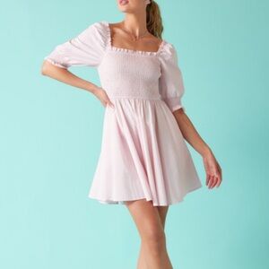 Jemma Puff Sleeve Pink Mini Dress - Size M